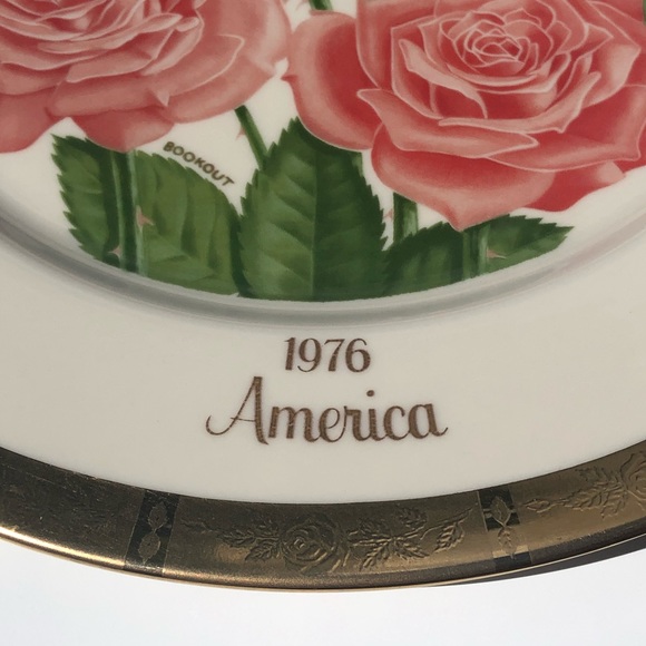 Gorham 1976 America Pink Roses True Vintage Fine China Porcelain Art Plate - Picture 4 of 12